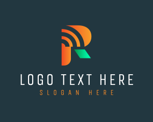 Internet Provider - Letter R Signal Connection logo design