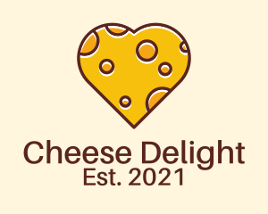 Cheese - Cheddar Cheese Heart logo design