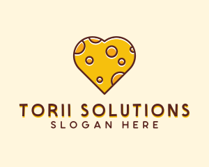 Cheddar Cheese Heart  logo design