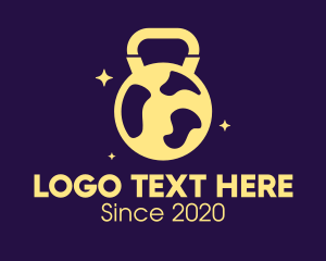 World - Sparkling Kettlebell Globe logo design