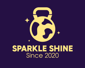 Sparkling Kettlebell Globe logo design