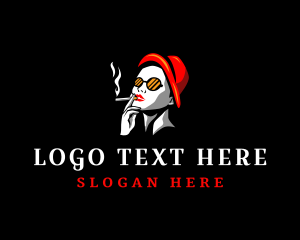 Lady - Smoking Woman Cigarette logo design