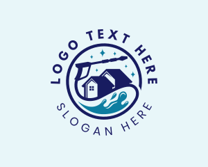 Deep Cleaning - House Water Splash Cleaning logo design