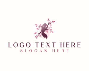 Vegan - Sakura Woman Tree logo design