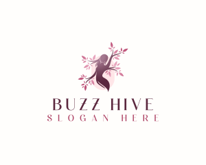 Sakura Woman Tree logo design