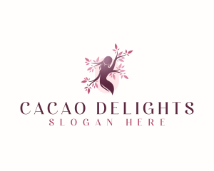 Sakura Woman Tree logo design