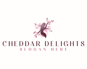 Sakura Woman Tree logo design