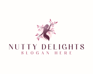 Sakura Woman Tree logo design