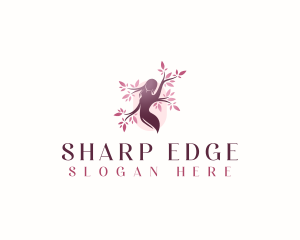 Sakura Woman Tree logo design