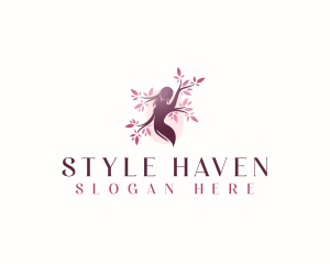 Cherry Blossom - Sakura Woman Tree logo design