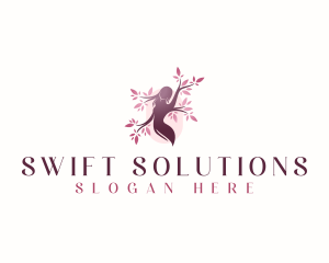 Sakura Woman Tree logo design