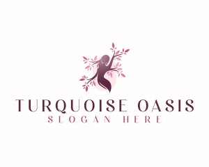 Sakura Woman Tree logo design