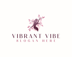 Sakura Woman Tree logo design