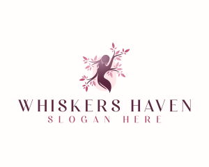 Sakura Woman Tree logo design