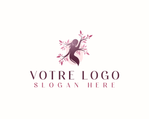 Sakura Woman Tree logo design
