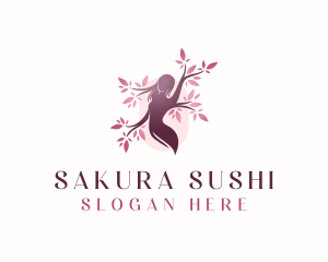 Sakura Woman Tree logo design