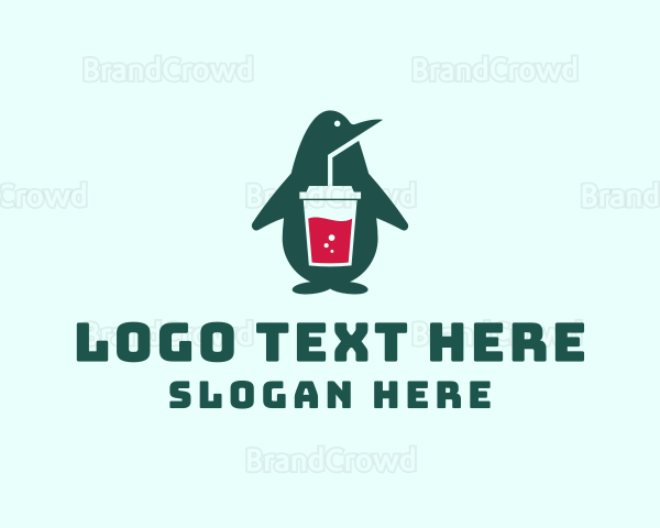 Penguin Smoothie Drink Logo