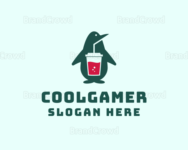 Penguin Smoothie Drink Logo