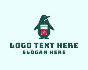 Boba - Penguin Smoothie Drink logo design