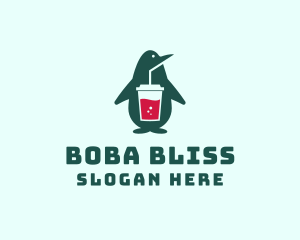 Boba - Penguin Smoothie Drink logo design