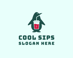 Refreshment - Penguin Smoothie Drink logo design