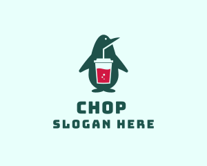Cafe - Penguin Smoothie Drink logo design