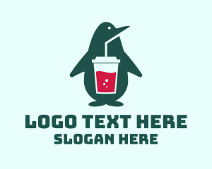 Milk Tea - Penguin Smoothie Drink logo design