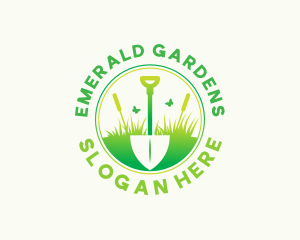 Gradient Shovel Gardener logo design