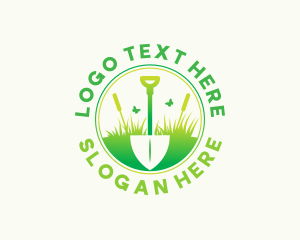 Grass - Gradient Shovel Gardener logo design