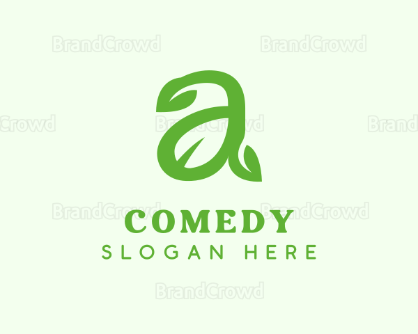 Organic Leaf Letter A Logo