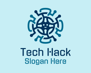 Tech Wheel Virus logo design