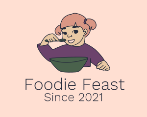 Eating - Kindergarten Girl Character logo design