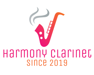 Clarinet - Smoking  Music Saxophone logo design