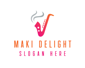 Smoking  Music Saxophone logo design