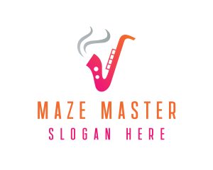 Smoking  Music Saxophone logo design