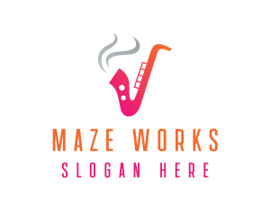 Smoking  Music Saxophone logo design