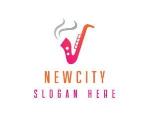 Smoking  Music Saxophone logo design