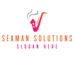 Smoking  Music Saxophone logo design