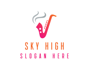 Smoking  Music Saxophone logo design