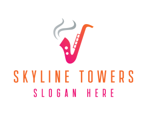 Smoking  Music Saxophone logo design