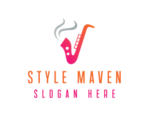 Smoking  Music Saxophone logo design