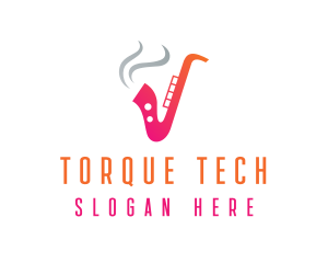 Smoking  Music Saxophone logo design