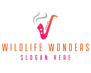 Smoking  Music Saxophone logo design