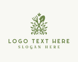 Hedge Shears - Gardening Shovel & Rake logo design