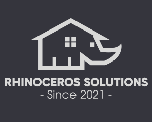 Rhinoceros - Gray Rhinoceros House logo design