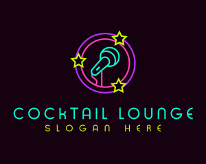 Neon Microphone Nightclub logo design