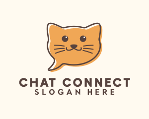 Chatting - Orange Cat Chat logo design