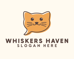 Whiskers - Orange Cat Chat logo design