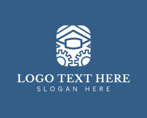 Vocational - Abstract Graduation Cap Gear logo design
