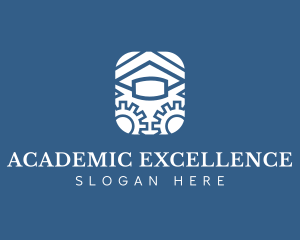 Scholarship - Abstract Graduation Cap Gear logo design